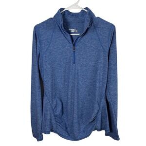 HEAD‎ 1/4-Zip Pullover Women's M Blue Space Dye Mock Neck Activewear Gorpcore